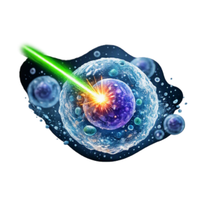 cell hit by laser beam